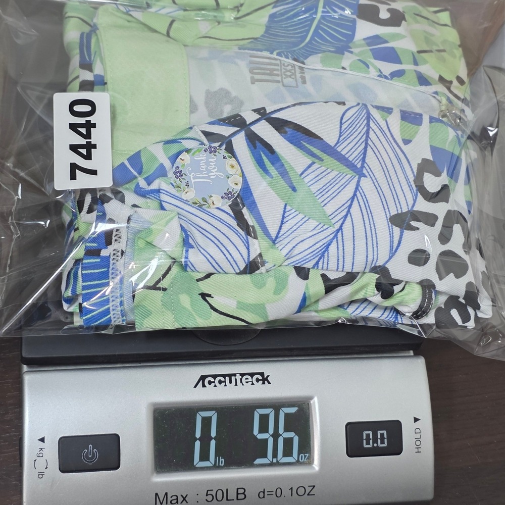 Tail Golf Dress Womens XXS 2XS Tropical Leopard Print Green Blue Zip Pocket - Picture 10 of 10
